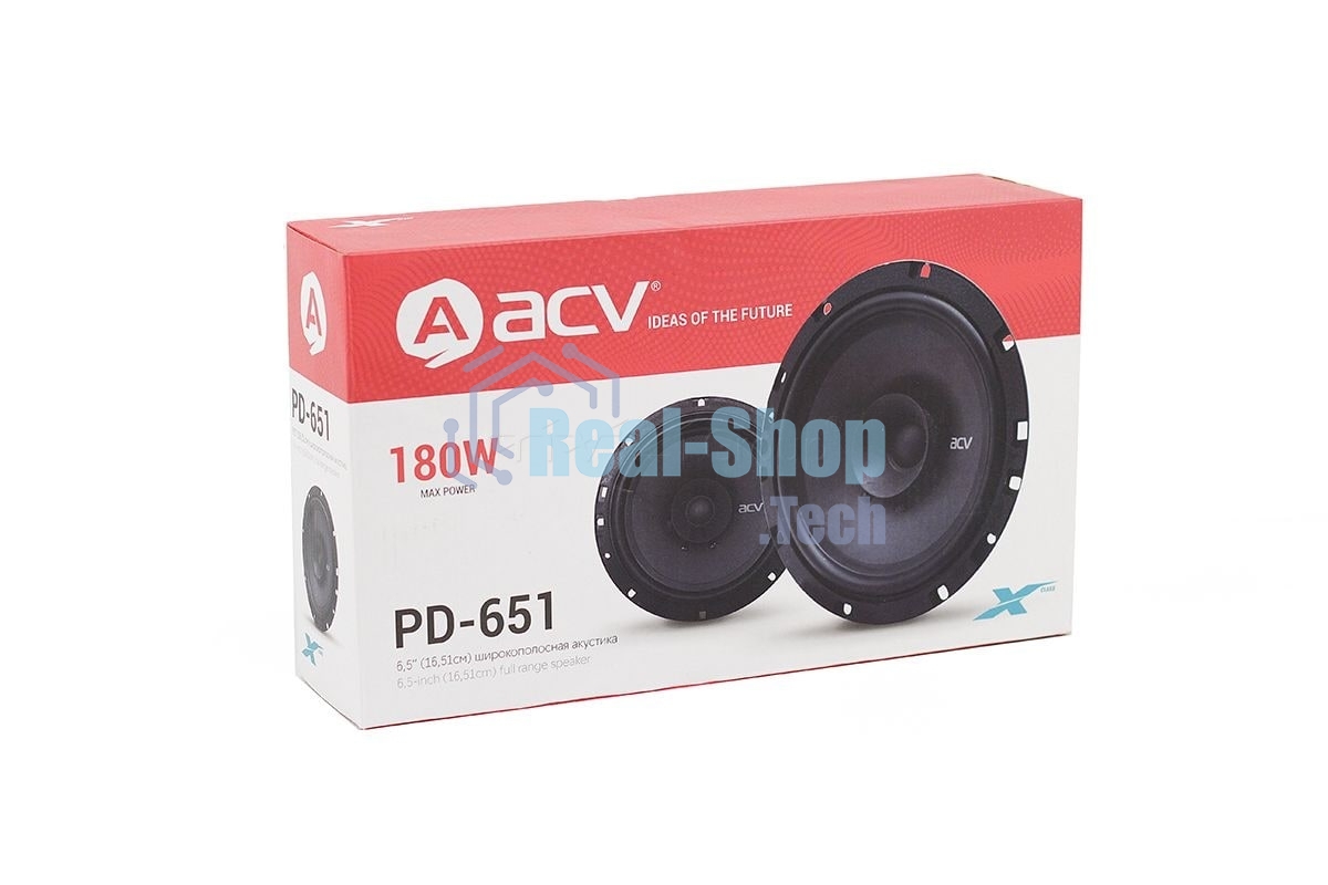 Колонки автомобильные ACV PD-651 BEATS (без решетки) 180Вт 88дБ 4Ом 16см (6.5дюйм) (ком.:2кол.) коаксиальные однополосные