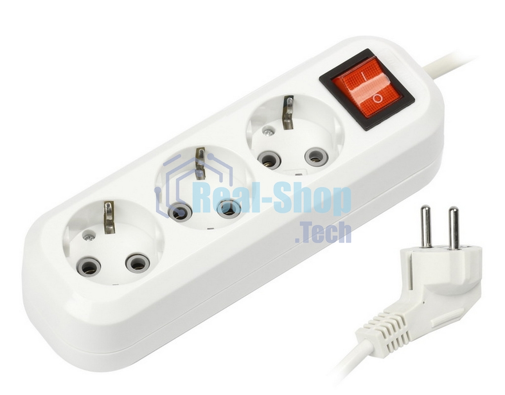 Удлинитель Smartbuy (SBE-16-3-03-ZS) 3 гнз х 3,0 м (16А/3.5 кВт, ПВС 3х1.0)
