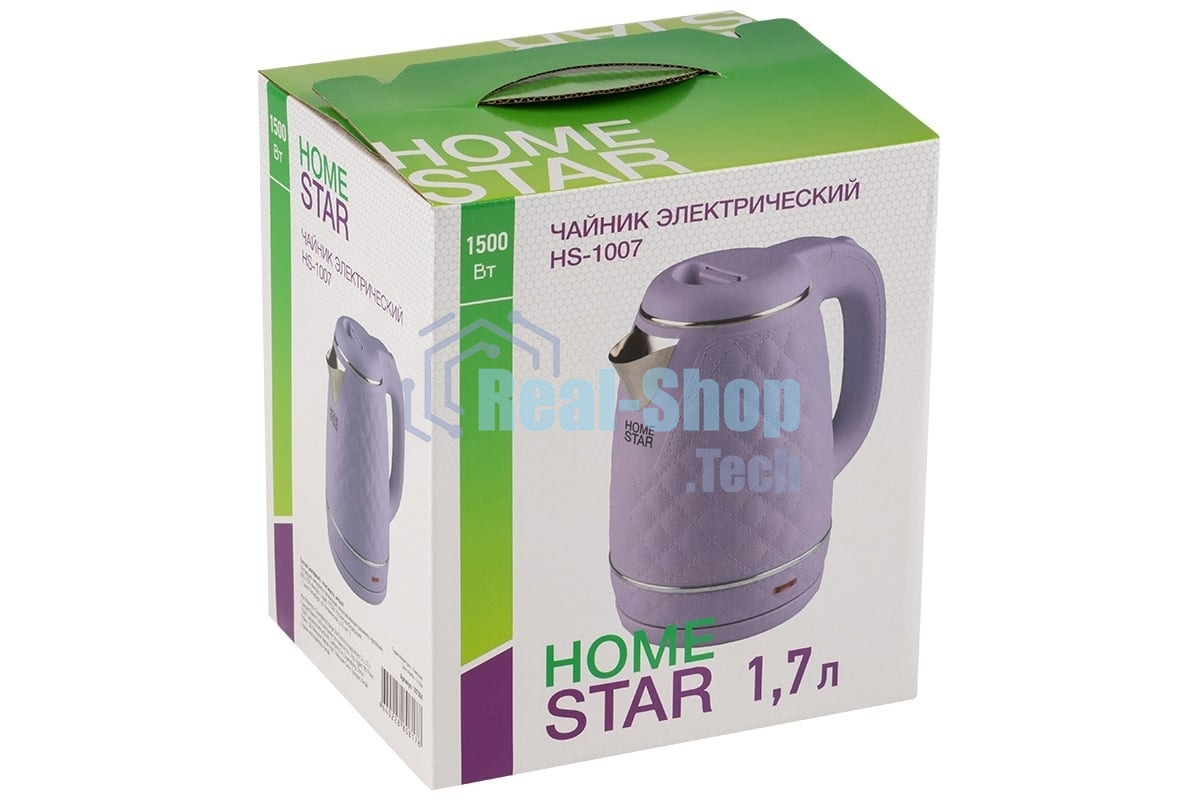Чайник электрический Homestar HS-1007 1.7л лиловый, двойной корпус