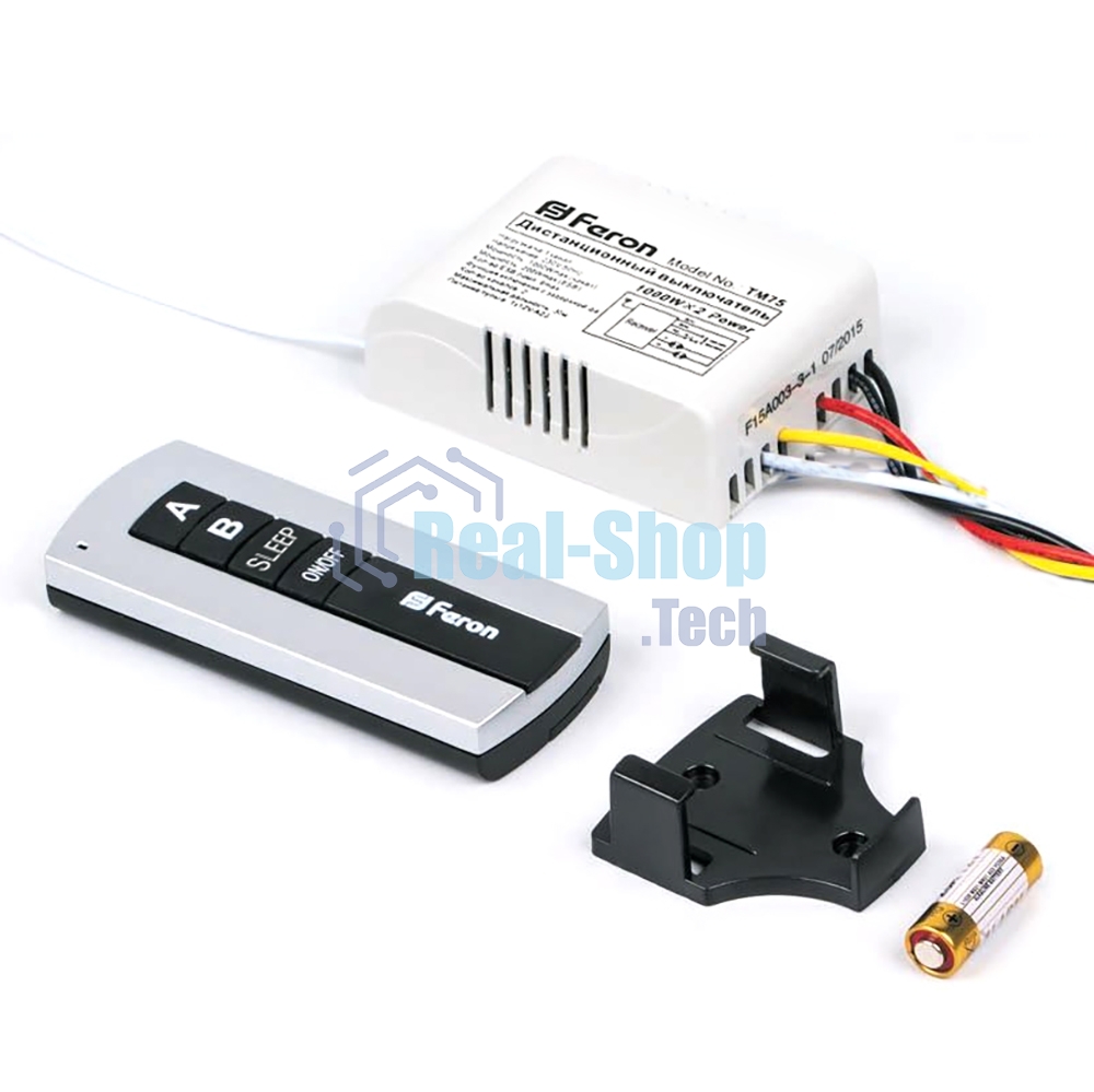 Выключатель дистанционный Feron 230V 1000W 2-хканальный 30м с пультом управления, TM75