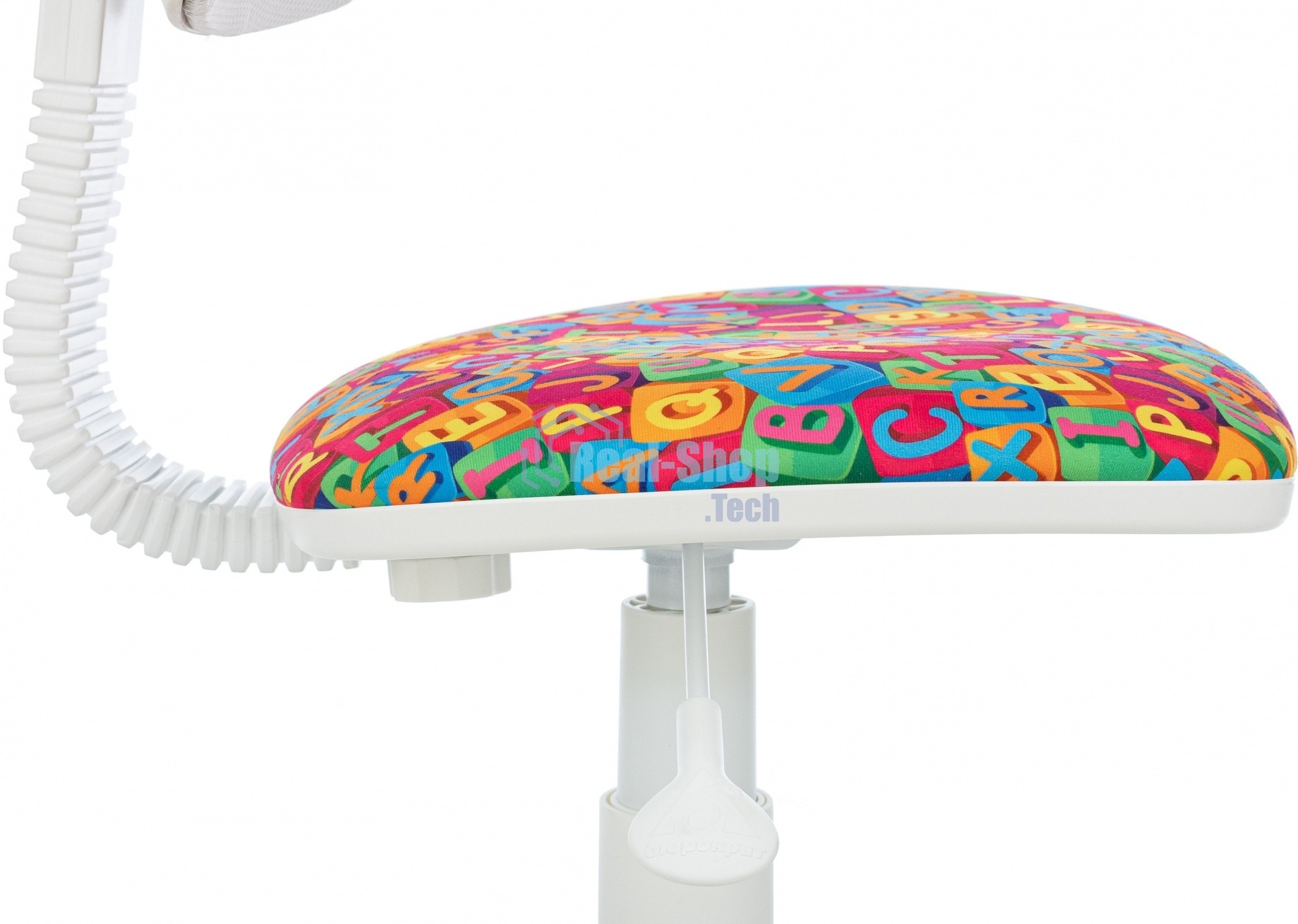 Кресло детское Бюрократ CH-W299 белый TW-15 мультиколор сиденье алфавит, сетка/ткань, крестов. пластик, пластик белый