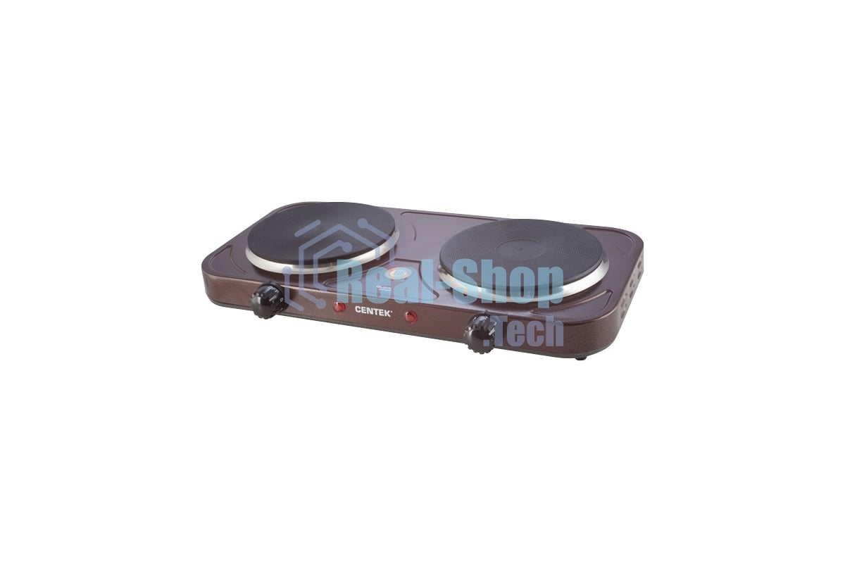 Плита настольная электрическая Centek CT-1507 Siberia коричневый, 2 кВт, ТЭН, конфорки - 2, эмаль, поворотные переключатели