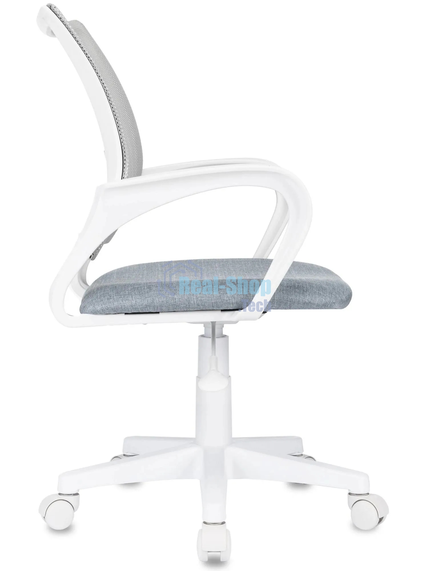 Кресло Domfy DK X-ROOM WH светло-серый TW-02 TW-20 сетка/ткань крестов. пластик белый