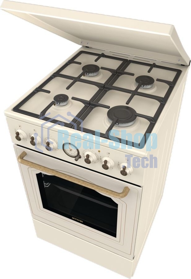 Плита комбинированная Gorenje GKS5B70CLI бежевый, конфорок 4 газовых, духовка 70 л, 50 см x 85 см x 59.4 см