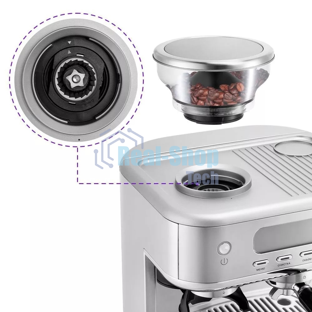 Кофеварка рожковая Kitfort КТ-7113 нержавеющая сталь, исп. кофе - молотый/зерновой, 2.3 л, 1770 Вт, 15 бар