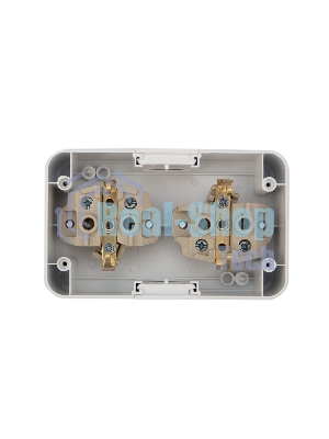 Блок из 2 розеток горизонтальный Kranz Mini OG открытой установки с заземлением, керамика, IP54 белый