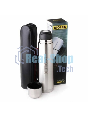 Термос Diolex DX-1000-B 1000 мл, с узкимгорлом, в чехле, нержавеющая сталь