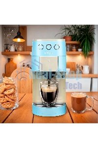 Кофеварка рожковая Kitfort КТ-7466 голубой/белый, исп. кофе - молотый/капсулы, 1.4 л, 1450 Вт, 19 бар