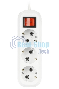 Удлинитель Smartbuy (SBE-16-3-03-ZS) 3 гнз х 3,0 м (16А/3.5 кВт, ПВС 3х1.0)