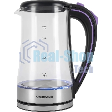 Чайник электрический Starwind SKG4045 1.8 л, 1800 Вт, черный/серебристый корпус: стекло
