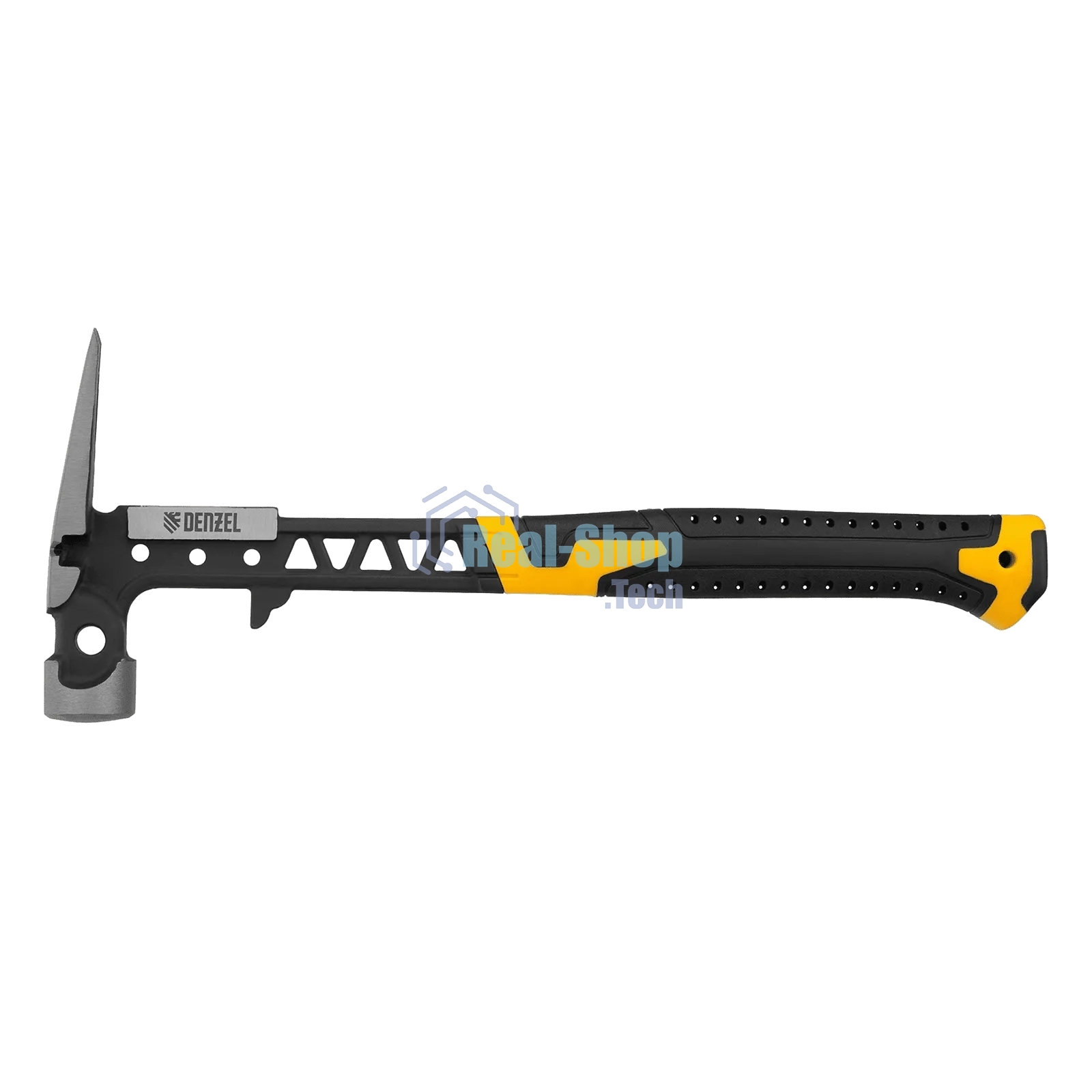 Молоток строительный Denzel 450 г, цельнокованый, боек с магнитом, двухкомп. обрезин. рук-ка