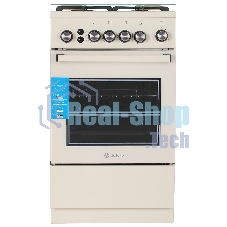 Плита газовая De Luxe 5040.40Г (КР) ЧР-013 бежевый, конфорок 4 газовых, духовка 46 л, 50 см x 85 см x 50 см