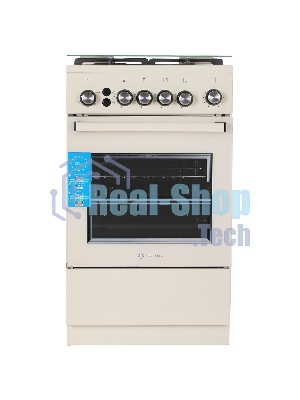Плита газовая De Luxe 5040.40Г (КР) ЧР-013 бежевый, конфорок 4 газовых, духовка 46 л, 50 см x 85 см x 50 см