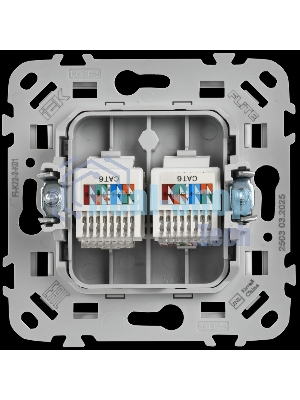 Розетка 2-местная компьютерная RJ45 категория 6 UTP РК6-2-0-ФлБ белый FLITE