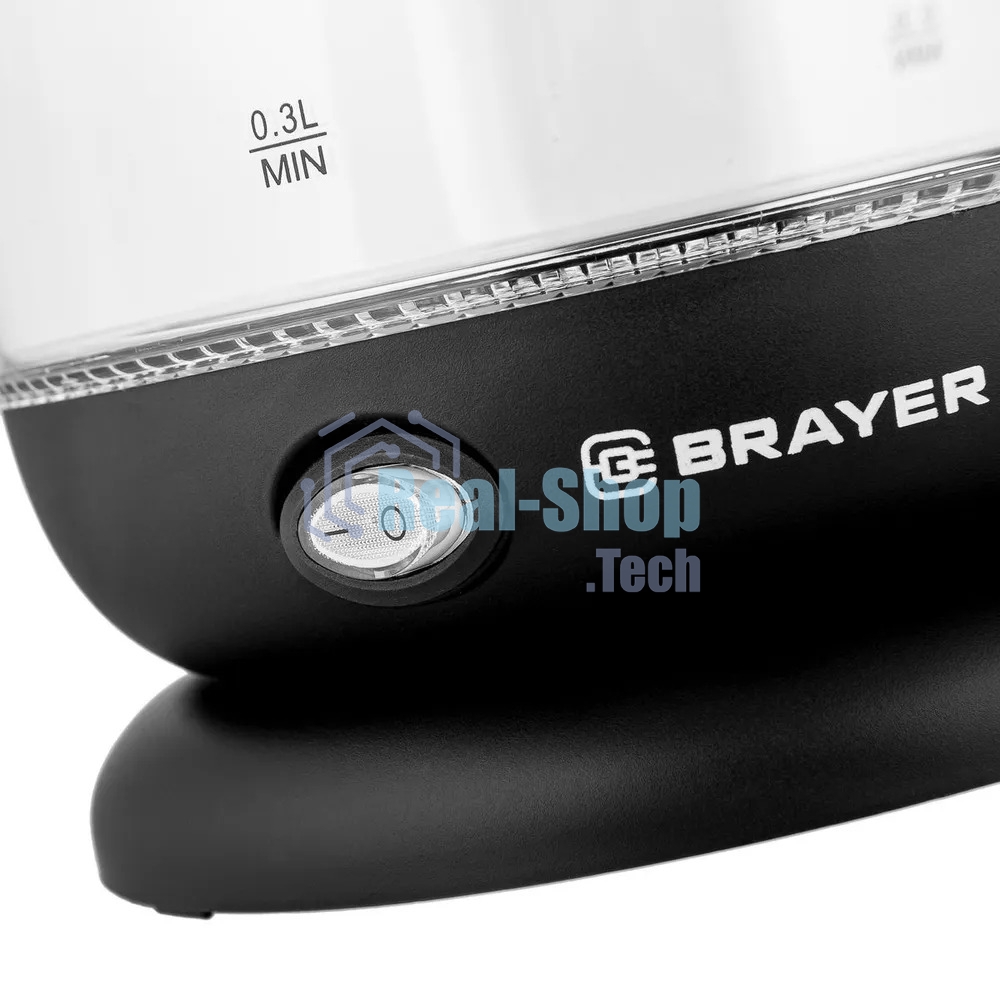 Чайник электрический BRAYER BR6106, 1100 Вт, 1 л, стеклянный, автоотключение, подсветка, черный