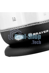 Чайник электрический BRAYER BR6106, 1100 Вт, 1 л, стеклянный, автоотключение, подсветка, черный