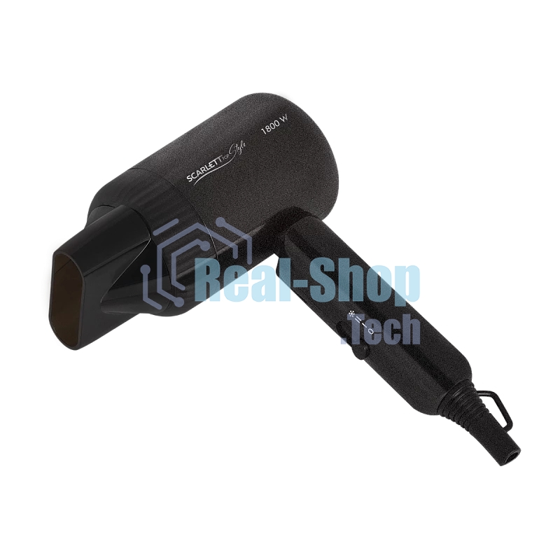 Фен Scarlett SC-HD70IT15 черный, 1800 Вт, компактный, ионизация