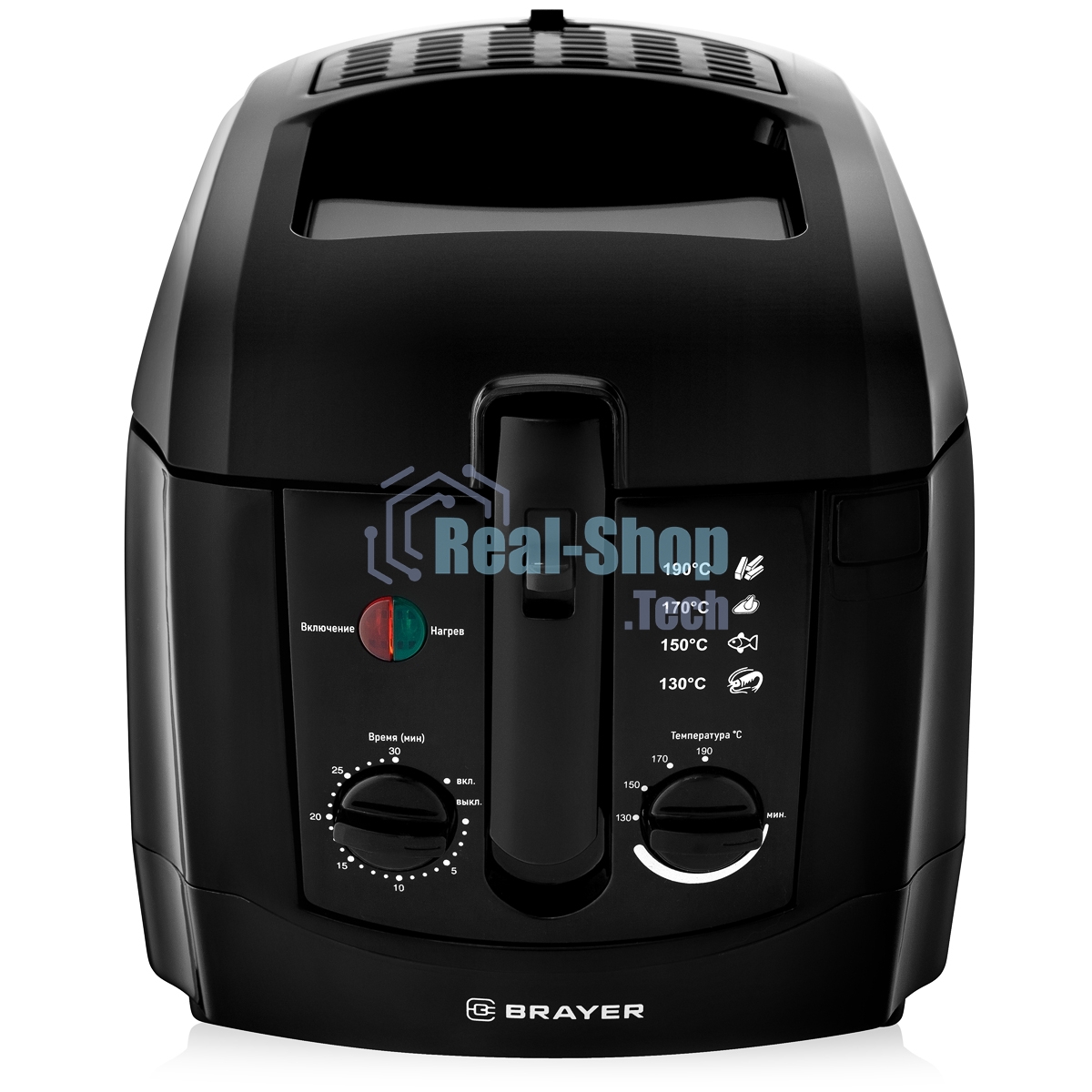 Фритюрница BRAYER 2830BR-BK чёрный, 1800 Вт, 3 л, 0.6 кг, съёмная чаша, таймер