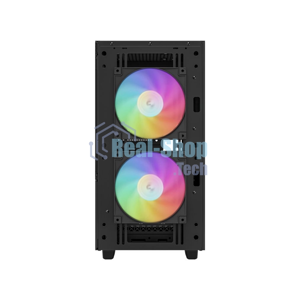 Компьютерный корпус Deepcool CH360 без БП, боковое окно (закаленное стекло), 2x140мм ARGb LED вентилятор спереди и 1x120мм ARGb LED вентилятор сзади, черный, mATX
