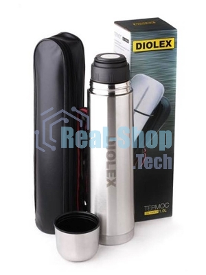 Термос Diolex DX-1000-B 1000 мл, с узкимгорлом, в чехле, нержавеющая сталь