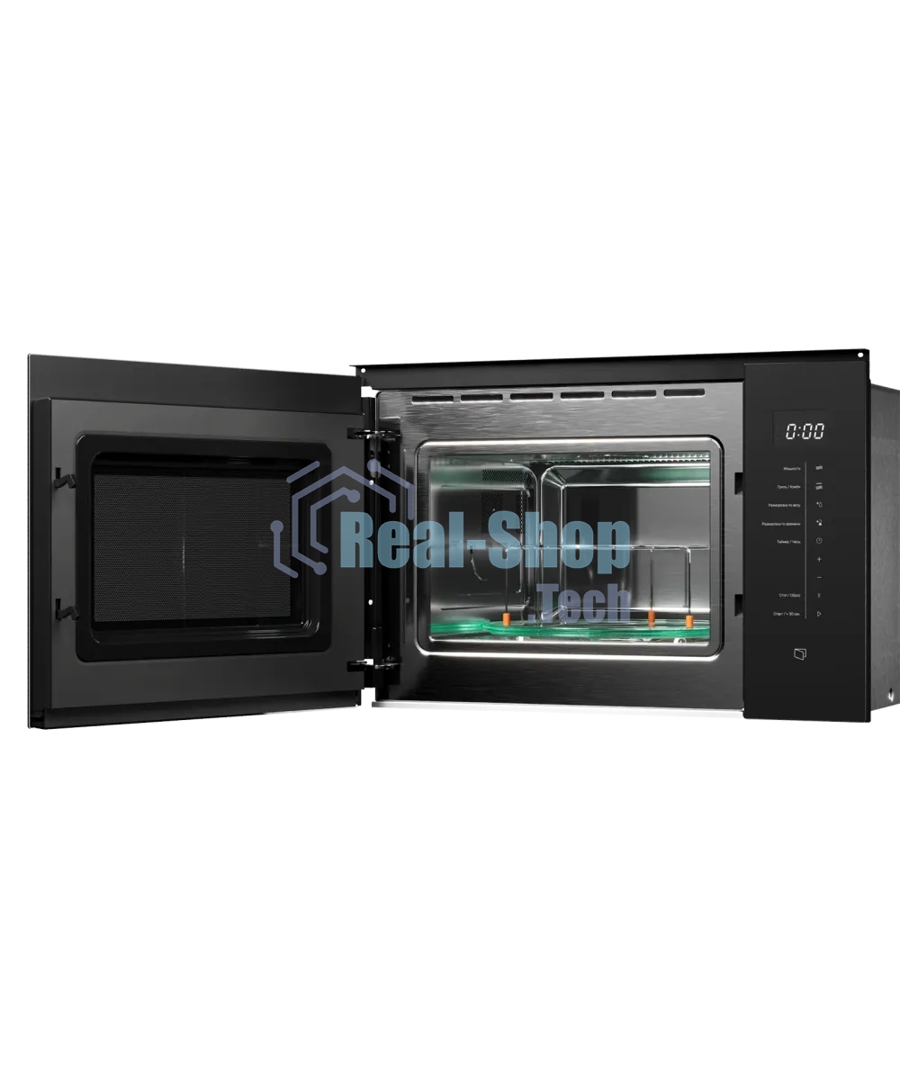 Микроволновая печь встраиваемая Kuppersberg HMW 651 B, High-Tech, 25 л, мощность 900 Вт, кварцевый гриль, поворотный стол, 5 уровней мощности, 8 автоматических программ, размораживание, сенсорное управление, дисплей, черный