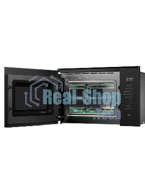 Встраиваемая микроволновая печь Kuppersberg HMW 651 B, High-Tech, 25 л, мощность 900 Вт, кварцевый гриль, поворотный стол, 5 уровней мощности, 8 автоматических программ, размораживание, сенсорное управление, дисплей, черный