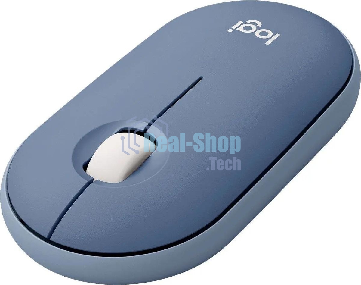 Мышь беспроводная Logitech Pebble M350 синий, 1000 dpi, радиоканал, Bluetooth, USB, кнопки - 3