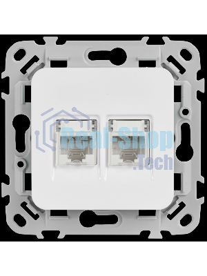 Розетка 2-местная компьютерная RJ45 категория 6 UTP РК6-2-0-ФлБ белый FLITE