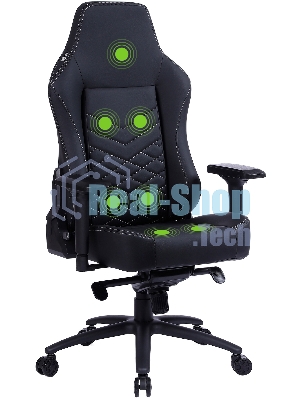 Кресло Cactus CS-CHR-0112BL-M черный, экокожа, 120 кг, подголовник, регулируемые подлокотники, механизм качания