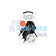 Сетевое зарядное устройство Qumo Energy (Charger 0024) 2.1A, встроенный кабель MicroUSB, черный