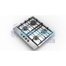 Газовая варочная панель Evelux HEG 633 X Hi-Tech, 60 см, 4 конфорки, чугунные решетки, газ-контроль, электроподжиг, механическое управление, нержавеющая сталь