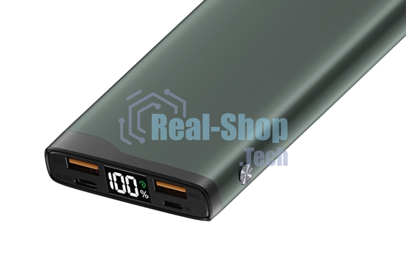Портативный аккумулятор OLMIO QL-10, 10000mAh, 22.5W, QuickCharge3.0/PowerDelivery, LCD, серый