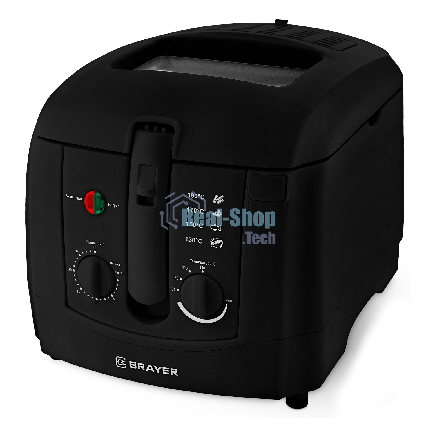 Фритюрница BRAYER 2830BR-BK чёрный, 1800 Вт, 3 л, 0.6 кг, съёмная чаша, таймер