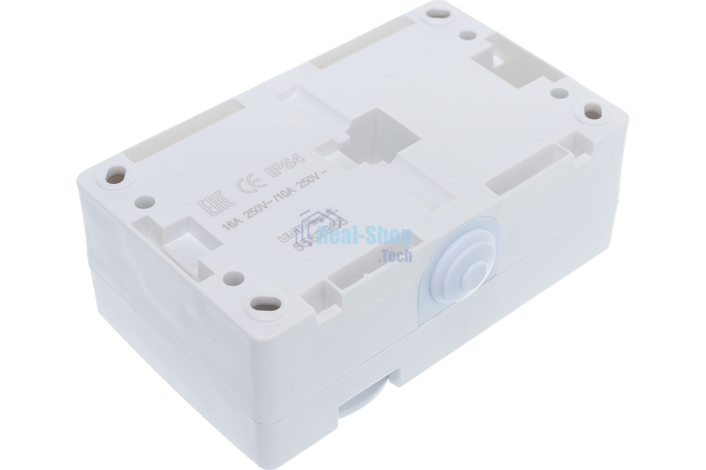 Блок ОП Аллегро 1-кл. вык. + роз. с заземл. защ. шторки с крыш. IP54 бел. UNIVersal 5562968