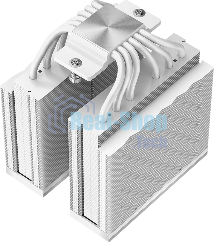 Кулер для процессора PCCooler RZ620 WH (260W, 4-pin PWM, 158мм, Al/Cu, 6x6мм, 2x120мм, 86.73CFM, 32dBA, 1800RPM, S: 1851/1700/1200/115X, AM5/AM4, белый)