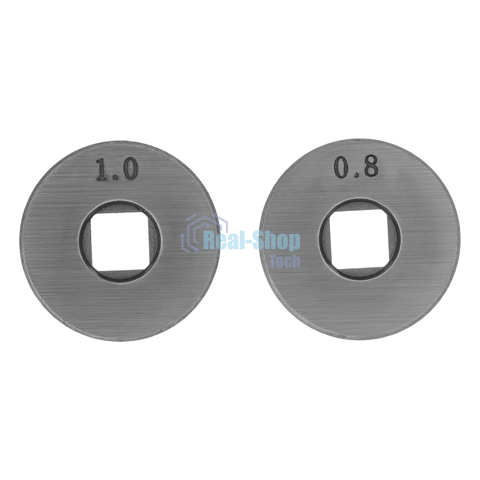 Подающий ролик Denzel V профиль под стальную проволоку 0,8-1 мм, посадка квадрат, 2 шт