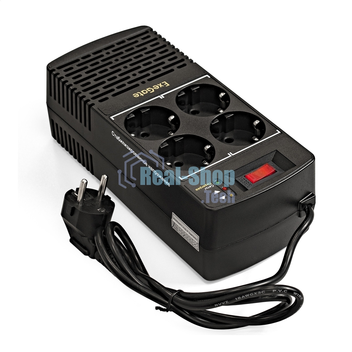 Стабилизатор ExeGate Power AD5000-1200 (1200VA/600W, диапазон 150...280В, 4 евророзетки)