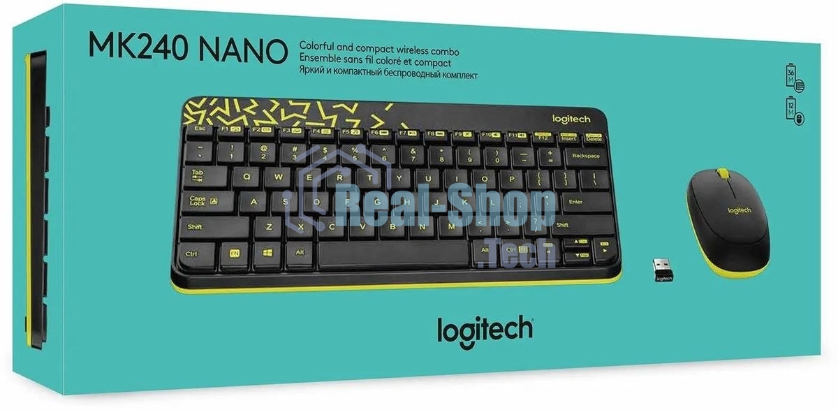 Комплект клавиатура + мышь Logitech Wireless Desktop MK240 Nano черный Retail Combo