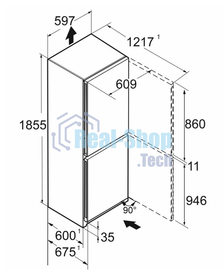 Холодильник Liebherr CND 5204-22 001 белый двухкамерный 185/123л морозилка снизу