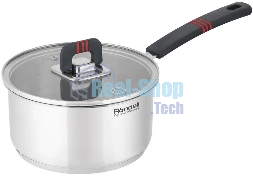 Ковш Rondell Stripes RDS-1635, 2 л, 18 см, с крышкой, сталь