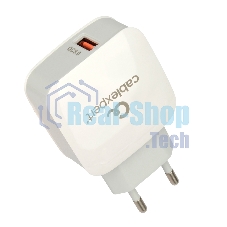 Сетевое зарядное устройство Cablexpert MP3A-PC-40, 18Вт, 3А, быстрая зарядка QC3.0, 1 порт USB, белый, пакет