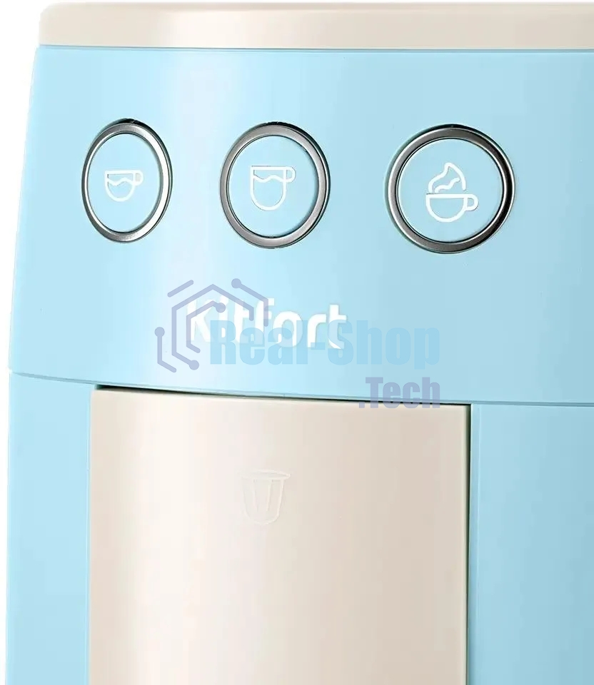 Кофеварка рожковая Kitfort КТ-7466 голубой/белый, исп. кофе - молотый/капсулы, 1.4 л, 1450 Вт, 19 бар