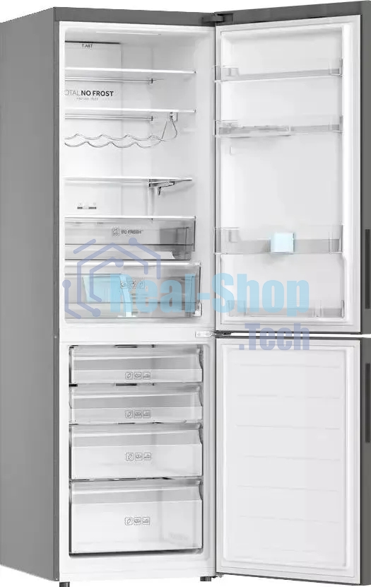 Холодильник Haier C2F636CFRGU1 серебристый двухкамерный 256/108 л морозилка снизу, No Frost