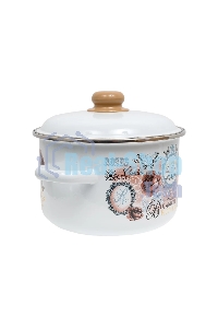 Кастрюля Appetite 1RD201М Roses с крышкой, эмалированная сталь, цилиндрическая 4 л