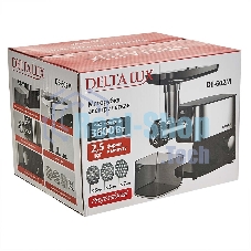 Мясорубка электрическая DELTA LUX DE-602M черный, 3600 Вт, 2.5 кг/мин, реверс, защита от перегрузки, насадки - 5