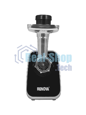 Мясорубка электрическая Renova MG260-R1BP черный, 2600 Вт, 2.5 кг/мин, реверс, защита от перегрузки, металлический лоток, насадки - 7