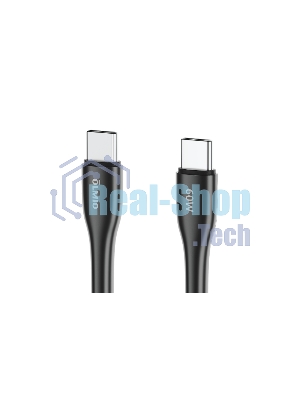 Кабель OLMIO STYLE, Type-C - Type-C, 60W, 1.2м, тканевая оплетка, черный