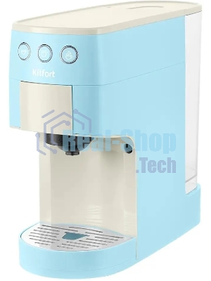 Кофеварка рожковая Kitfort КТ-7466 голубой/белый, исп. кофе - молотый/капсулы, 1.4 л, 1450 Вт, 19 бар