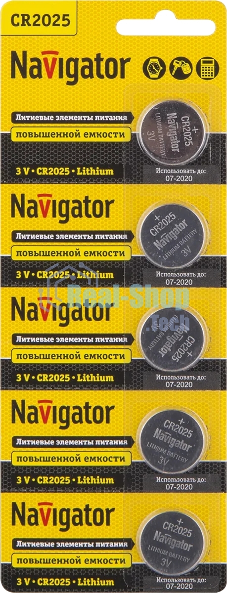 Элемент питания Navigator NBT-CR2025-BP5, 3 В