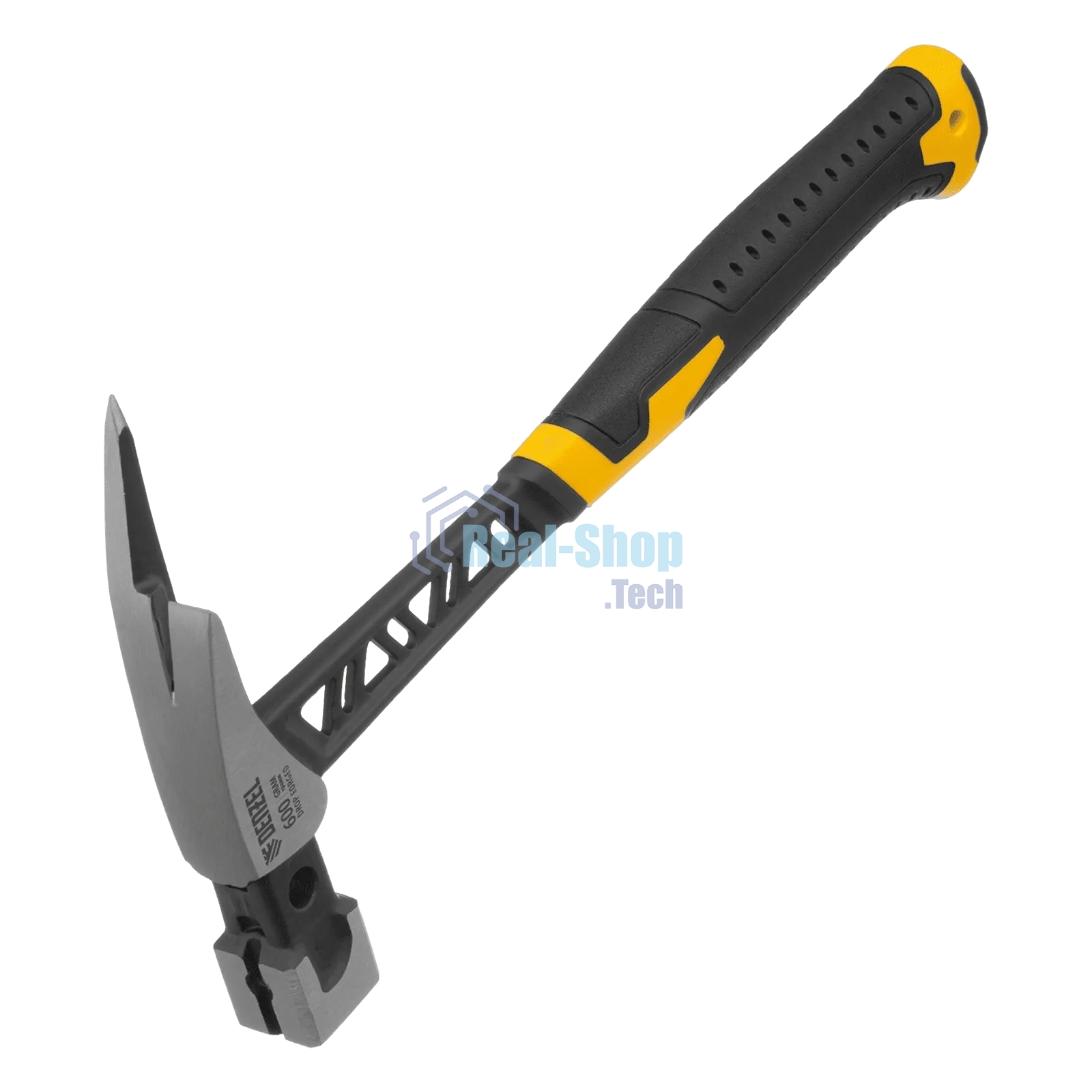 Молоток кровельщика Denzel 600 г, цельнокованый, боек с магнитом, двухкомп. обрезин. рук-ка